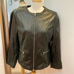 Chico’s faux leather moto jacket. Size 12 or Chico’s size 2.